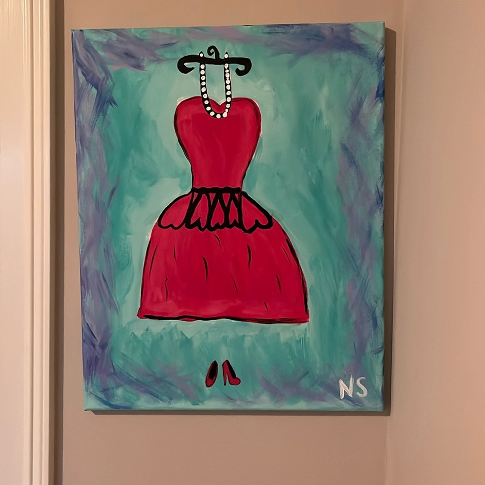 Red dress canvas painting